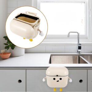 ABOOFAN Hanging Trash Can with Lid, 9L Cute Kitchen Garbage Bin Holder Food Waste Container Wall Mounted Plastic Garbage Can Compost Bin for Kitchen Cabinet Door or Under Sink