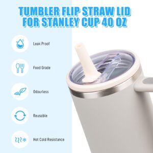 2 Pack 40 oz Tumbler Flip Straw Lid Compatible with Stanley Cup 40oz Tumbler Tumbler Cover Compatible with Stanley Cup Quencher Straw Cover Compatible with Stanley 40 Oz Tumbler Accessories