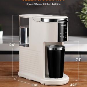 KIDISLE 3 in 1 Single Serve Coffee Maker for K Cup Pods & Ground Coffee & Teas, 6 to 14oz Brew Sizes with 40oz Removable Water Reservoir, Self-cleaning Function, White