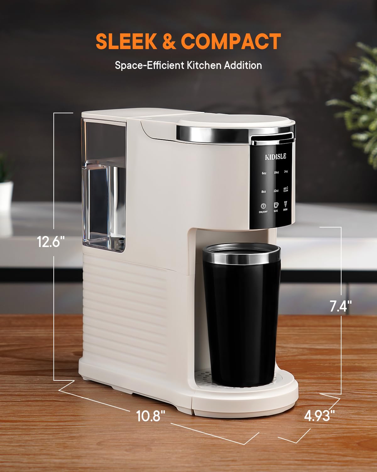 KIDISLE 3 in 1 Single Serve Coffee Maker for K Cup Pods & Ground Coffee & Teas, 6 to 14oz Brew Sizes with 40oz Removable Water Reservoir, Self-cleaning Function, White