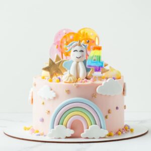 Rainbow Candles for Birthday Cakes, Rainbow Themed Cake Topper, Rainbow Birthday Party Decorations, 4th Number Candle (Number 4)