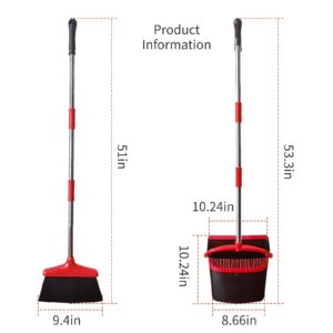 Broom with Dustpan Combo Set 54" Long Handle Angle Broom for Home Cleaning