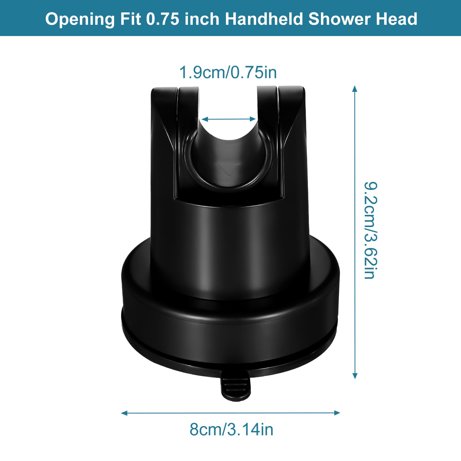 Thinp No-Drill Suction Cup Shower Head Holder,Black Vacuum Suction Cup Removable Shower Head Holder Height Adjustable Shower Wand Holder & Wall Mount Abs Plastic Suction Holder for Bathroom