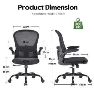 Office Chair with Flip-Up Armrest, High Back Ergonomic Computer Chair with Adjustable Lumbar Support for Home and Office