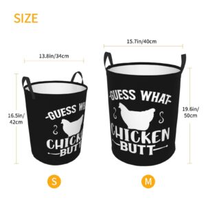 Guess Whats Chicken Butt Clothes Hamper Dirty Clothes Storage Basket Foldable with Handles Laundry Basket, for Bedroom, Bathroom Small