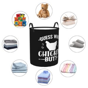 Guess Whats Chicken Butt Clothes Hamper Dirty Clothes Storage Basket Foldable with Handles Laundry Basket, for Bedroom, Bathroom Small