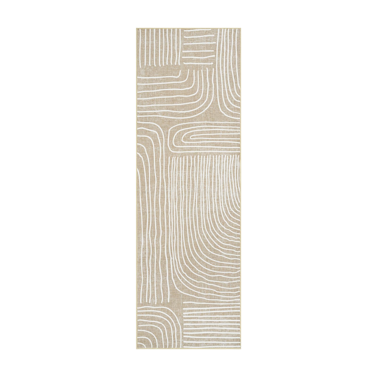 Phantoscope Hallway Runner Rug 2'x6'-Long Rug Runner Boho Washable Striped Design Non-Slip Carpet for Kitchen Entryway Laundry Bedroom,Ultra-Thin Multi-Line Modern Accent Rug,Light Beige/Multi Line