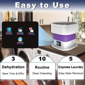 11L Portable Washing Machine, 2 in 1 Large Intelligent Laundry, Foldable Mini Washing Machine with Drain Basket Washer for Baby Clothes, Underwear, Apartment, Camping, RV, Gifts, Travel Purple