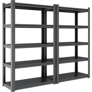 XMLYEC 72" H 5 Tier Metal Shelves for Storage Garage Shelving 2000LBS Heavy Duty Storage Shelves Adjustable Garage Shelf Industrial Shelving Unit Storage Utility Rack,47.2" W*23.6" D*72" H,Black