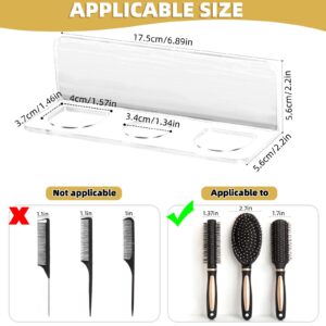 Acrylic Hair Brush Holder for Bathroom Adhesive Hair Tool Organizer Wall Mounted Hair Comb Holder Organizer Hot Tool Holder with 3 Holes Diameter 1.34-1.57 In,Remove Film Before Use(transparent)