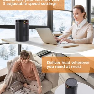 BREEZOME Space Heater, Portable Electric Heaters for Indoor Use with Thermostat & 24H Timer, 1500W PTC Ceramic Quiet Fast Heating Desk Heater, Safety Room Heater for Home Bedroom Office