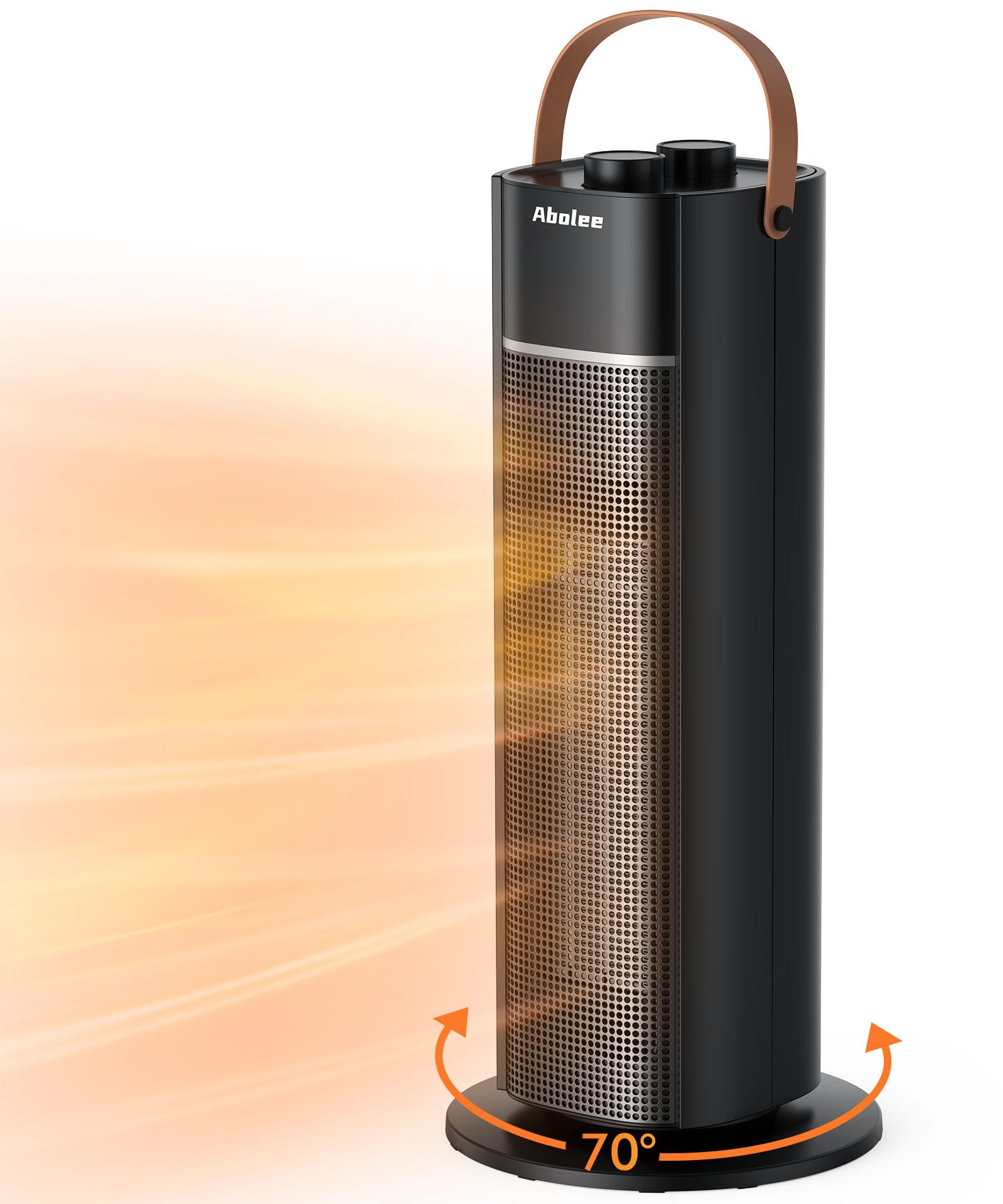 Space Heater, 12ft/s Electric Heater with Thermostat, 18 Inch Portable Heater with 70°Oscillation, Overheating & Tip-Over Protection, Fast Safety Heat for Home, Bedroom