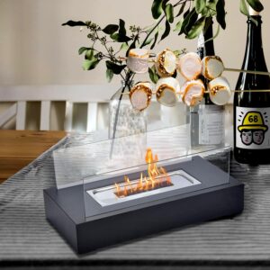 Tabletop Fire Pit, Smores Maker Kit Portable Indoor&Outdoor Table Top Firepit, Safer Burning Tabletop Fireplaces with Cobblestone- Gift for Home Decor & Balcony Parties, Housewarming Gift