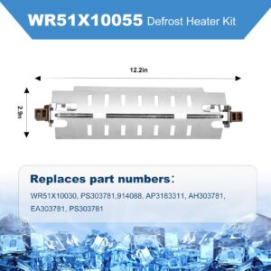 Aekops WR51X10055 Defrost Heater Kit Compatible with GE Hotpoint Refrigerator, Replaces WR51X10030 AP3183311, Incloud WR55X10025 Refrigerator Temperature Sensor and WR50X10068 Defrost Thermostat