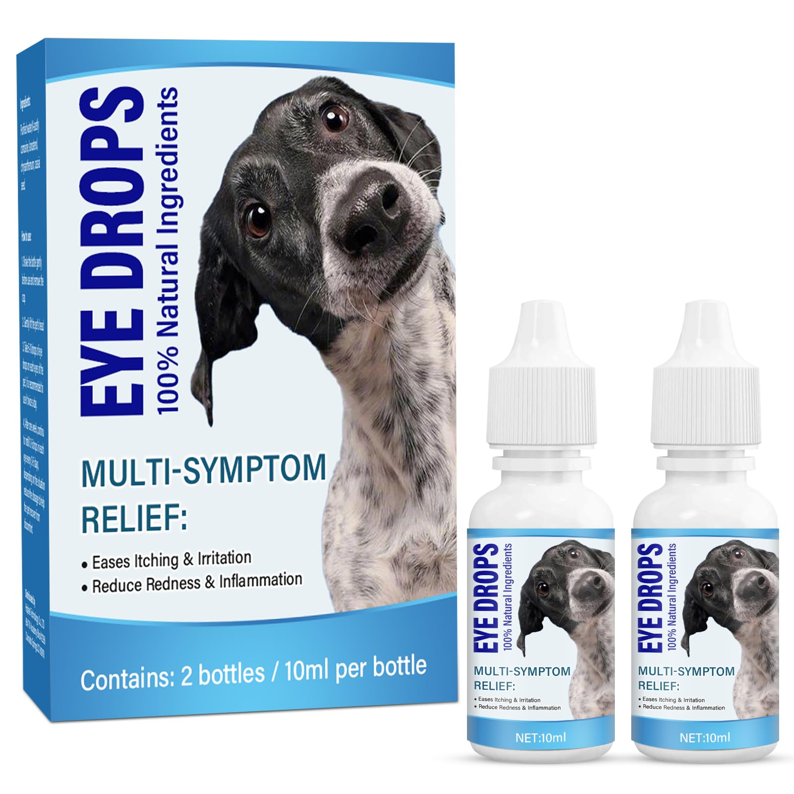 Atrilly Dog Eyé Drops, Dog Eyé Infection Treatment, Eyé Drops for Dogs & Cats to Clean Tear Streaks, Remove Eye Stains & Relieve Symptoms of Red Eye, Dryness Eye, Allergy, 10ml*2, Blue