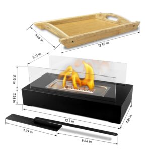 Tabletop Fire Pit, Smores Maker Kit Portable Indoor&Outdoor Table Top Firepit, Safer Burning Tabletop Fireplaces with Cobblestone- Gift for Home Decor & Balcony Parties, Housewarming Gift