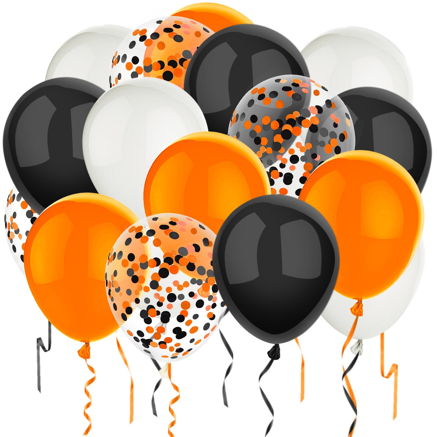 50 Pcs 12 Inch Halloween Balloons Orange Black White Balloons Set for Halloween Celebration Trick or Treat Party Wedding Graduation Birthday Baby Shower Party Decorations