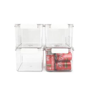 retronly clear latch boxes for storage - 9 qt plastic storage containers with lids, clear bins for storage & organizer, storage bins with handle(36 qt, 4 pack)