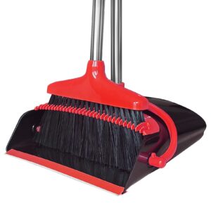 broom with dustpan combo set 54" long handle angle broom for home cleaning