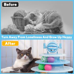 Goosheep Cat Toys Interactive Cat Toys for Indoor Cats Kitten Toys Interactive Cat Toy Cat Puzzle Toy Cat Ball Toy with 2 Cat Teasers (Blue)