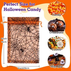 Shintop 100pcs Halloween Organza Treat Bags, 4x6inch Small Goodie Bags Drawstring Candy Bags Mesh Gift Pouches for Candies Trick or Treat