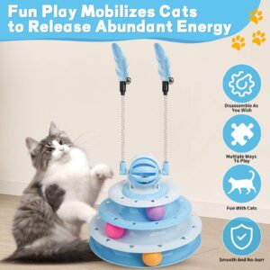 Goosheep Cat Toys Interactive Cat Toys for Indoor Cats Kitten Toys Interactive Cat Toy Cat Puzzle Toy Cat Ball Toy with 2 Cat Teasers (Blue)