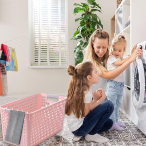 Plastic Storage Bins 2 Packs Laundry Basket Storage Baskets For Organizing, Storage Organizer Bins and Basket For Pantry Shelves Drawers Desktop Closet Playroom Classroom Office (Pink)