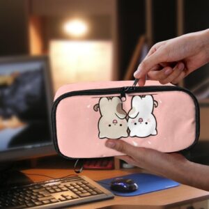 AQYAPTOIY Cute Cat Girls Pencil Case Large Capacity,Pink Pencil Pouch for Kids Adorable Pencil Bag for Preschool Children Portable Pencil Container for Boys Adults Men Handbag Cion Purse