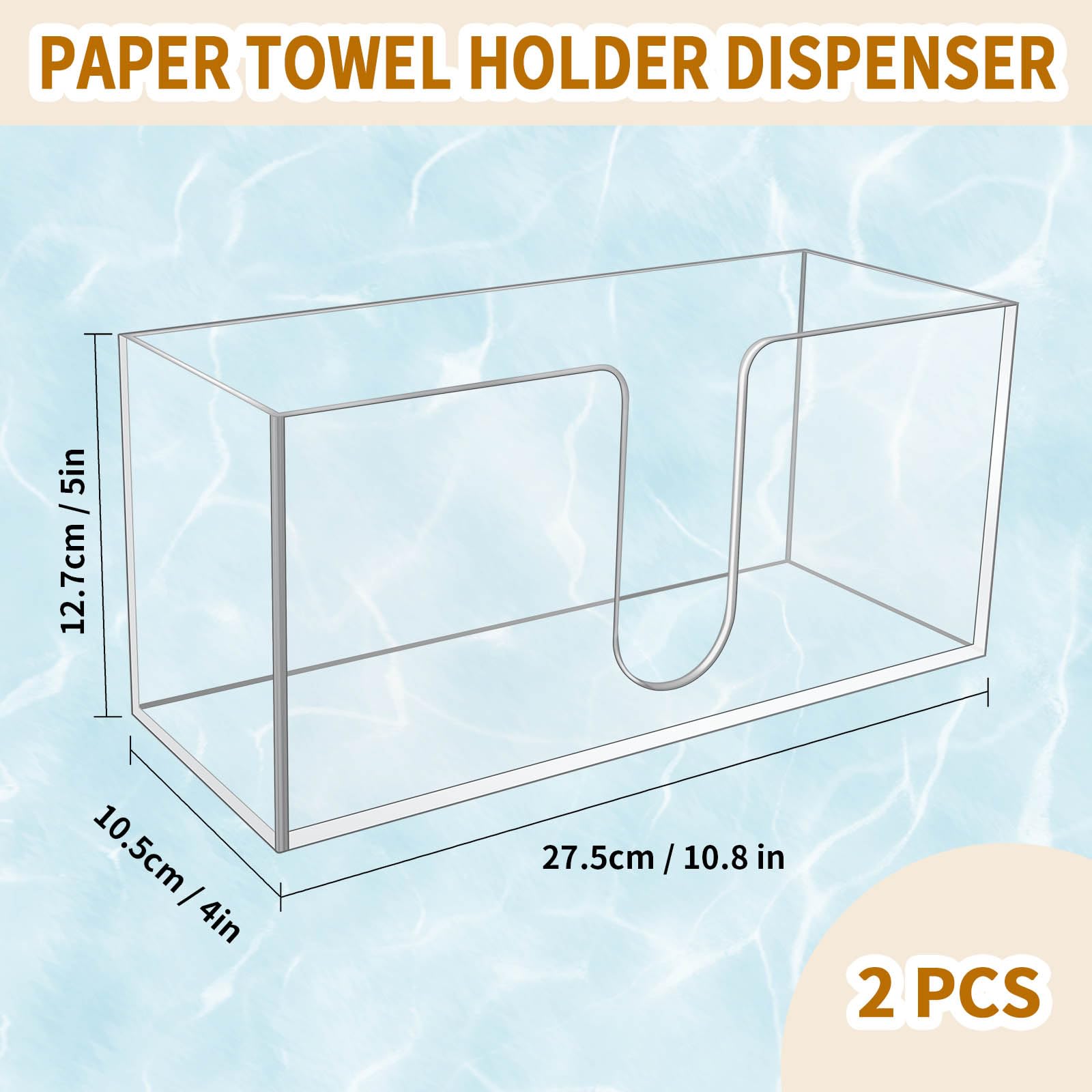 1Pack Acrylic Countertop Paper Towel Holder, Paper Towel Dispenser Countertop/Acrylic Napkin Holder(5mm Acrylic) C-fold or MultiFold Trifold Paper Towels for Bathroom, Kitchen,Restaurant (1)