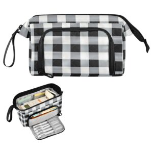 J JOYSAY White Black Plaid Pencil Case Large Capacity Pencil Pouch for Girls Boys Storage Pen Pouch Journaling Supplies for College Students