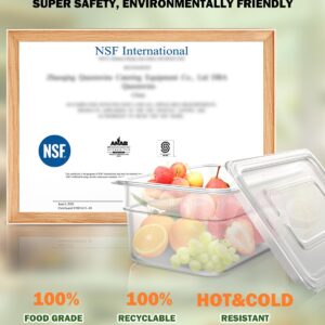 1/9 Size&2.5 Inch Translucent NSF Food Pan: 9 PCS[Total Seal] [Hot&Cold Resistant] Food Storage Containers with Lids, Topping Salad Bar Container (BPA-FREE)