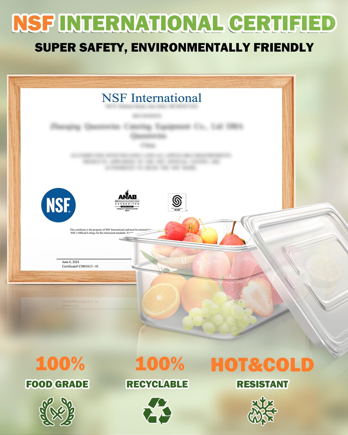 1/9 Size&2.5 Inch Translucent NSF Food Pan: 9 PCS[Total Seal] [Hot&Cold Resistant] Food Storage Containers with Lids, Topping Salad Bar Container (BPA-FREE)