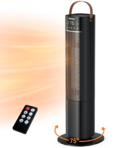 space heaters indoor use, 26" 12ft/s electric heater with remote, 1500w electric heaters with 75°oscillation, 1-12h timer, ptc electric heater for large room, bedroom home office, 2024 upgraded