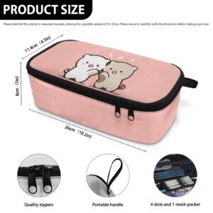 AQYAPTOIY Cute Cat Girls Pencil Case Large Capacity,Pink Pencil Pouch for Kids Adorable Pencil Bag for Preschool Children Portable Pencil Container for Boys Adults Men Handbag Cion Purse