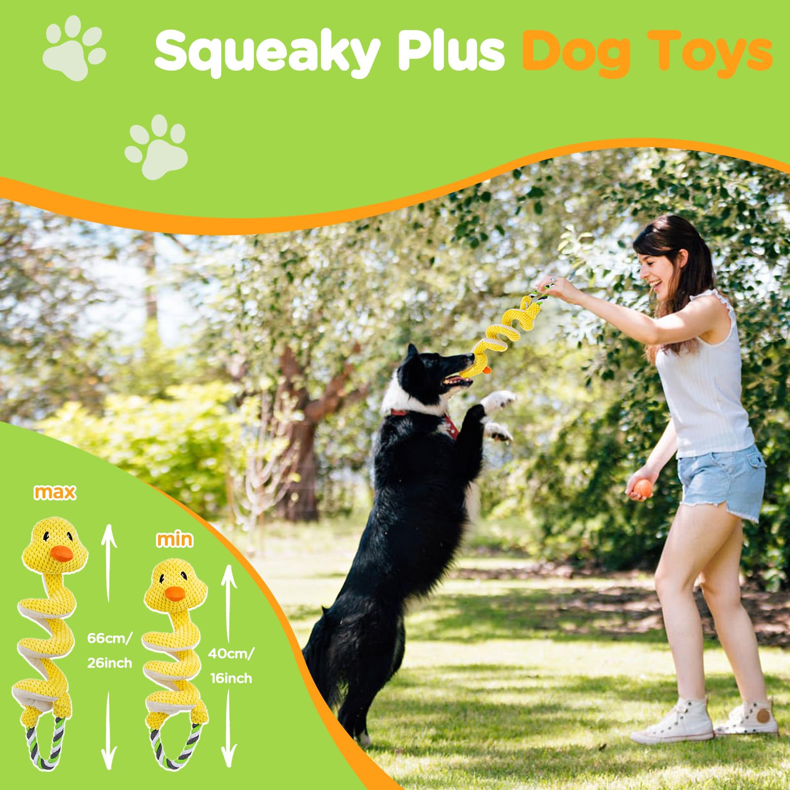 EMYing Dog Toys Interactive Dog Toys Squeaky Dog Toys with Pull Rope,Plush Puppy Chewing Toys for Dental Health,More Fun for Tug of War Game with Small Medium Large Dogs