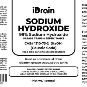 iDrain Sodium Hydroxide (NaOH) as a Drain Opener, Grease Trap Cleaner & Septic Tank Maintainer 1-Pound