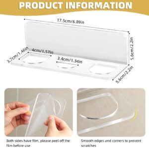 Acrylic Hair Brush Holder for Bathroom Adhesive Hair Tool Organizer Wall Mounted Hair Comb Holder Organizer Hot Tool Holder with 3 Holes Diameter 1.34-1.57 In,Remove Film Before Use(transparent)