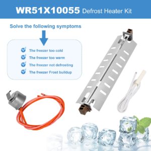 Aekops WR51X10055 Defrost Heater Kit Compatible with GE Hotpoint Refrigerator, Replaces WR51X10030 AP3183311, Incloud WR55X10025 Refrigerator Temperature Sensor and WR50X10068 Defrost Thermostat