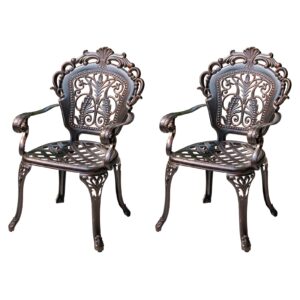 fapolite outdoor dining chair cast aluminum patio chairs set of 2 all-weather patio dining chair with adjustable feet for backyard garden (b-style finland chair)