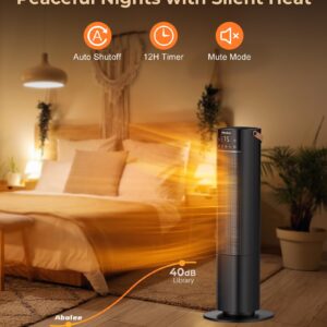 Space Heaters Indoor Use, 26" 12ft/s Electric Heater with Remote, 1500W Electric Heaters with 75°Oscillation, 1-12H Timer, PTC Electric Heater for Large Room, Bedroom Home Office, 2024 Upgraded