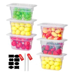 1/9 size&2.5 inch translucent nsf food pan: 9 pcs[total seal] [hot&cold resistant] food storage containers with lids, topping salad bar container (bpa-free)