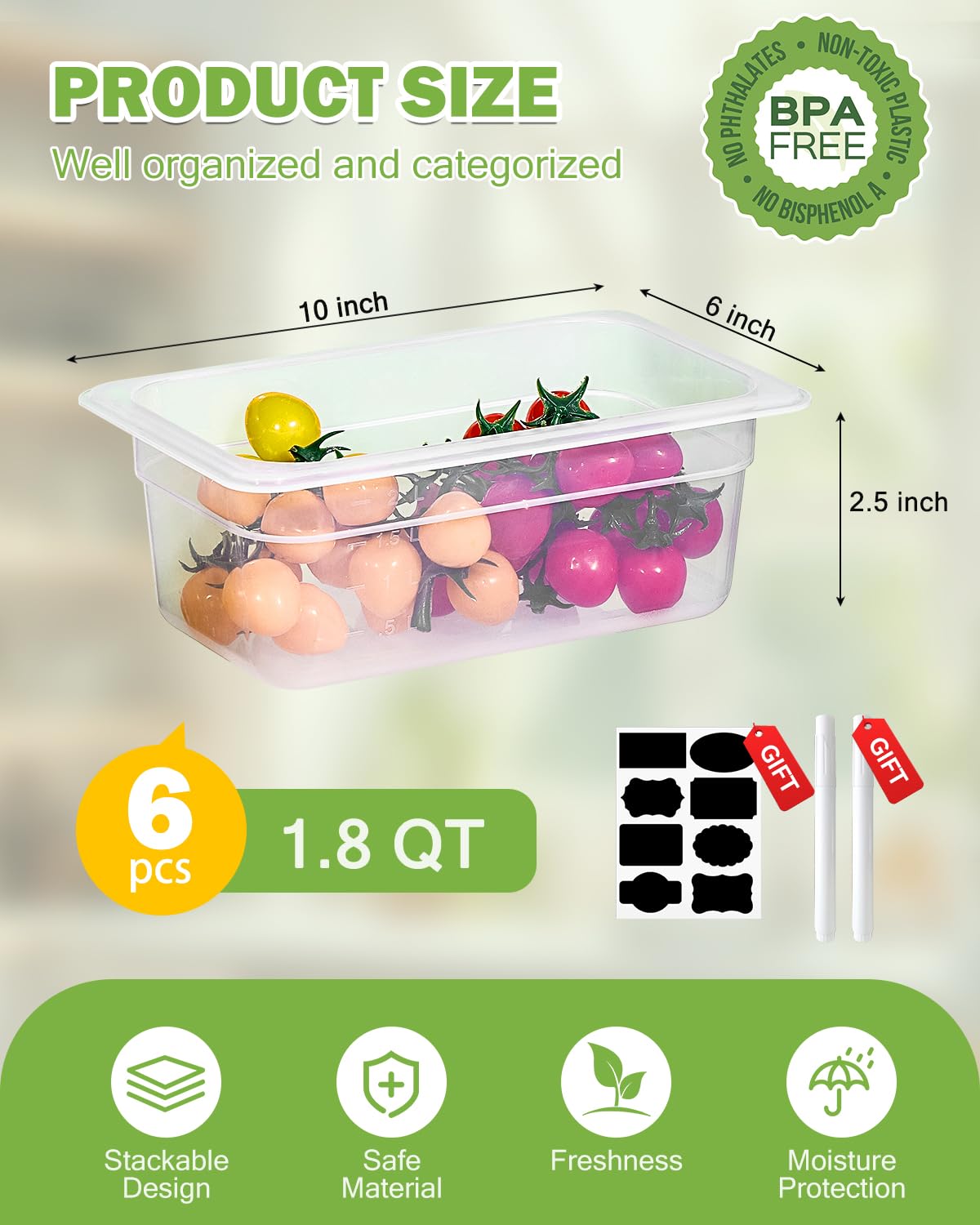 1/9 Size&2.5 Inch Translucent NSF Food Pan: 9 PCS[Total Seal] [Hot&Cold Resistant] Food Storage Containers with Lids, Topping Salad Bar Container (BPA-FREE)