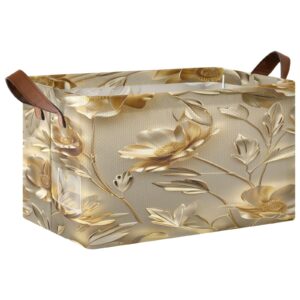 gedako storage cubes foldable storage bin baskets with double handles lxuury gold flower wall art background shelves closet organizers for clothes toys,m