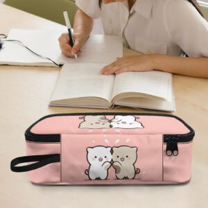 AQYAPTOIY Cute Cat Girls Pencil Case Large Capacity,Pink Pencil Pouch for Kids Adorable Pencil Bag for Preschool Children Portable Pencil Container for Boys Adults Men Handbag Cion Purse