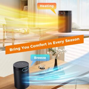 BREEZOME Space Heater, Portable Electric Heaters for Indoor Use with Thermostat & 24H Timer, 1500W PTC Ceramic Quiet Fast Heating Desk Heater, Safety Room Heater for Home Bedroom Office