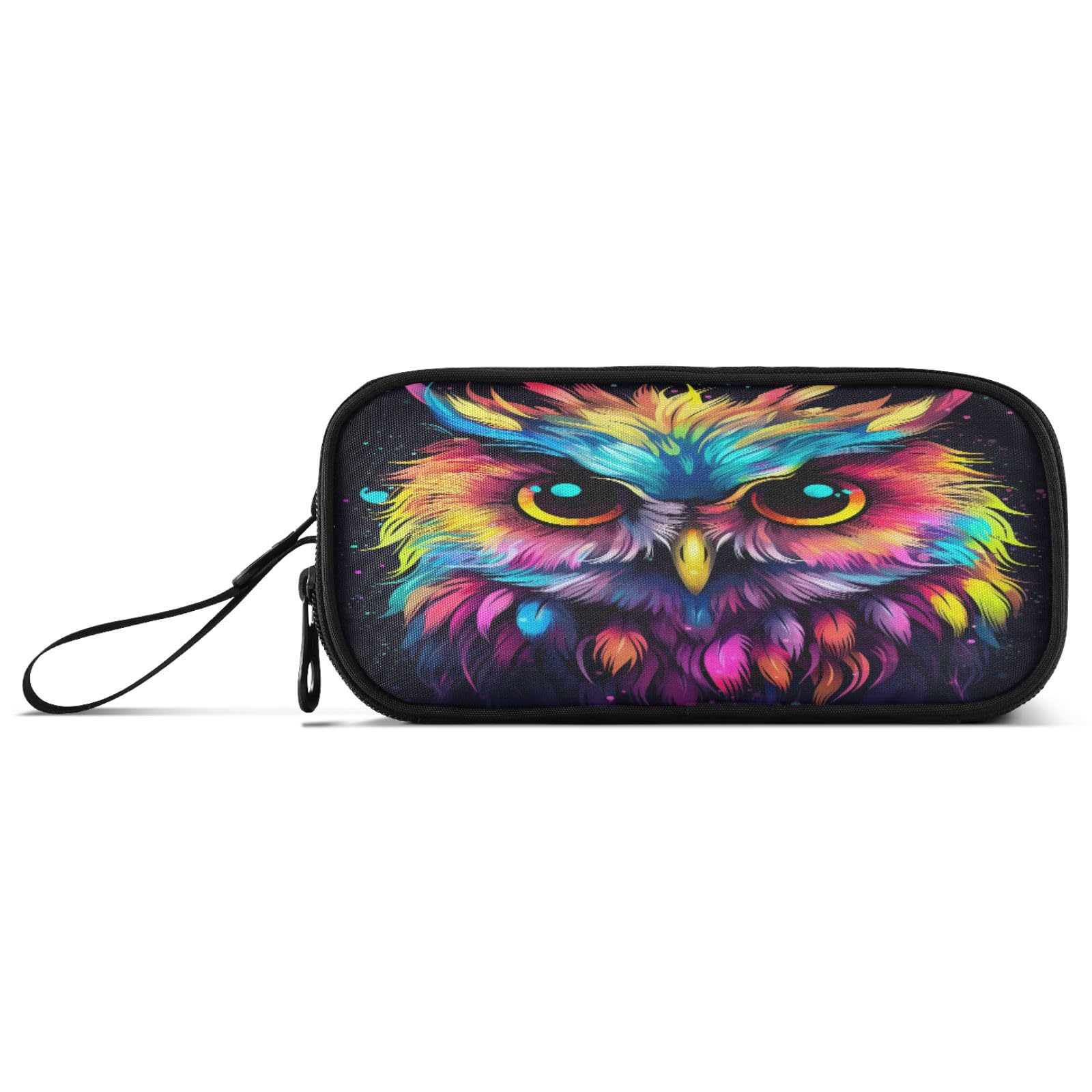 J JOYSAY Colorful Owl Rainbow Pencil Case Pouch Big Capacity Pencil Bags with Zipper Portable Pencil Box Large Art Bags for School Office College