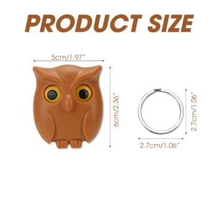 BuleVina 3PCS Owl Keychain Key Holder Night Magnetic Hanger Cute Automatic Open Close Eyes 2024 New Keying Holder Wall Mounted Hooks with Self-Adhesive Tape Chain Ring for Mount