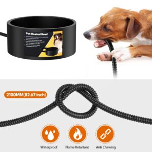 Yicostar Heated Water Bowl for Dogs & Cats, Waterproof Heated Dog Bowl with Chew Resistant Cord, Large Heated Pet Bowl, Provide Warmable Water for Dogs, Cats, Chicken, Birds in Winter 3.2L（Black）