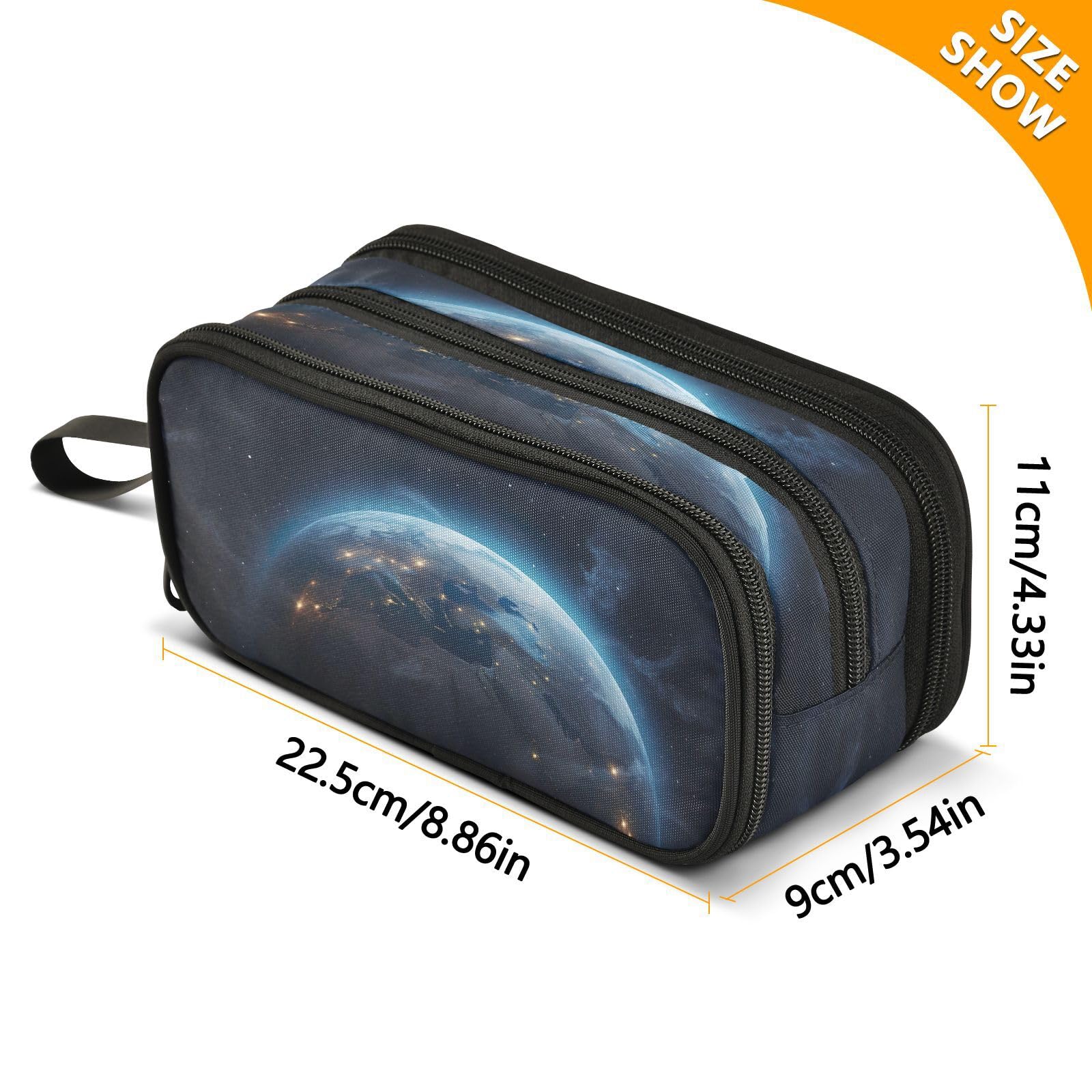 J JOYSAY Satellite Earth Pencil Case Pouch Big Capacity Pencil Bags with Zipper Portable Pencil Box Large Pencil Case Organizer for School Office College