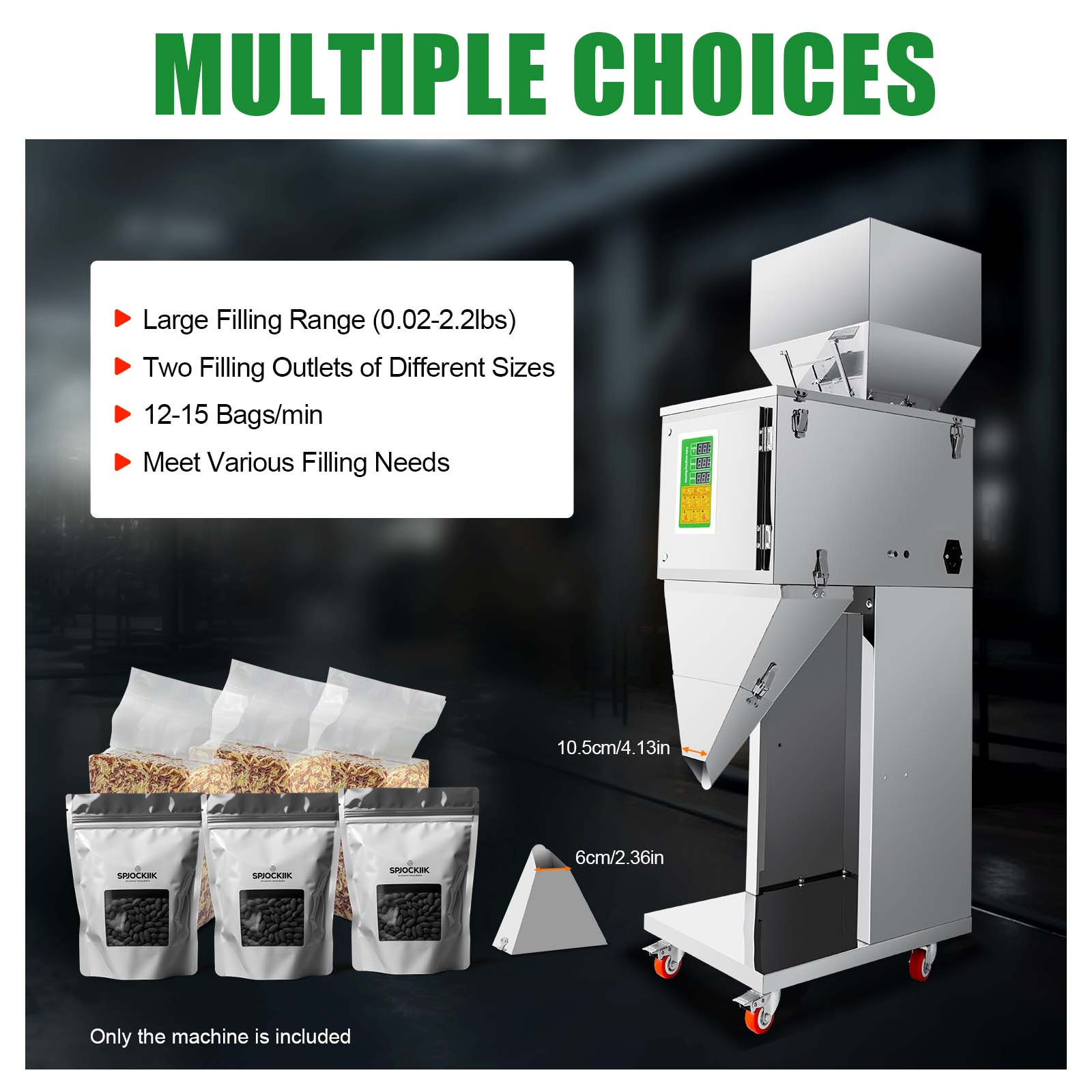 Filling Machine,10-999G 110V Automatic Bottle Bag Packing Filling Machine Weigh Filler Adjustable Filling Range 12-15bags/min for Tea Seed Grain with Foot Pedal USA